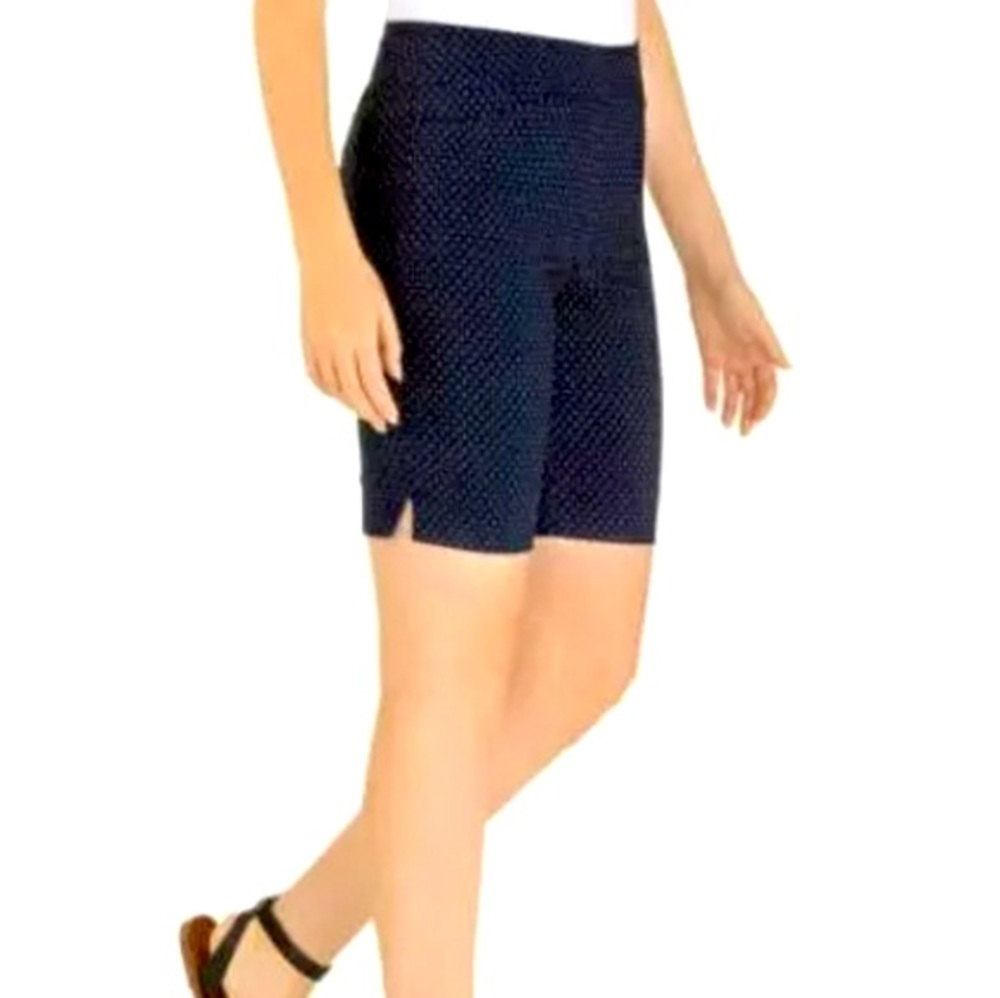 New NWT pull up dressy casual stretchy shorts M navy Hilary Radley